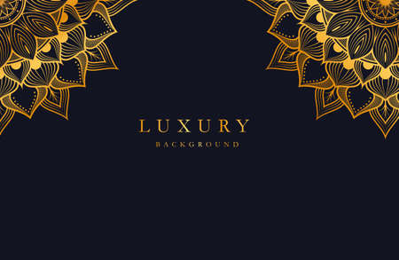 Luxury background with gold islamic arabesque mandala ornament on dark surfaceのイラスト素材