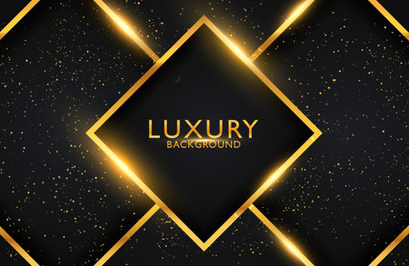 Luxury Abstract black and shiny gold geometric backgroundのイラスト素材