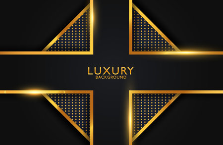 Luxury elegant Abstract black and shiny gold geometric backgroundのイラスト素材