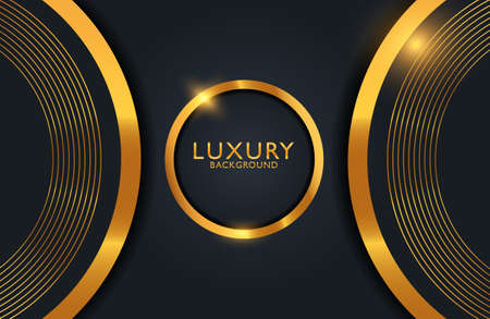 Luxury elegant Abstract black and shiny gold geometric backgroundのイラスト素材