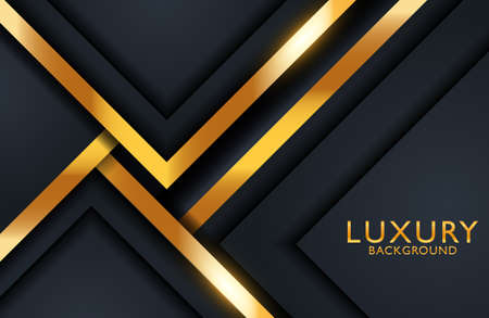 Luxury elegant Abstract black and shiny gold geometric backgroundのイラスト素材
