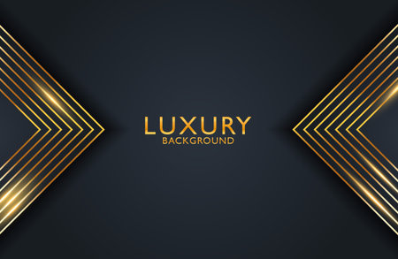 Luxury elegant Abstract black and shiny gold geometric backgroundのイラスト素材