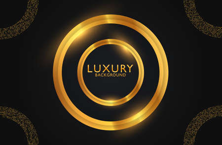 Luxury elegant Abstract black and shiny gold geometric backgroundのイラスト素材