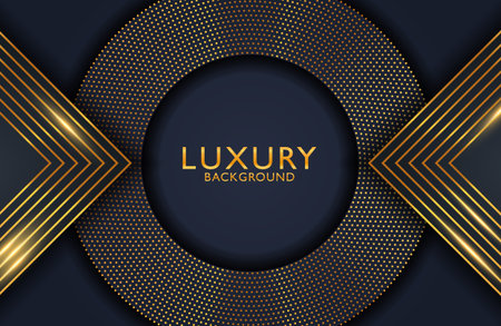 Luxury Abstract black and shiny gold geometric backgroundのイラスト素材