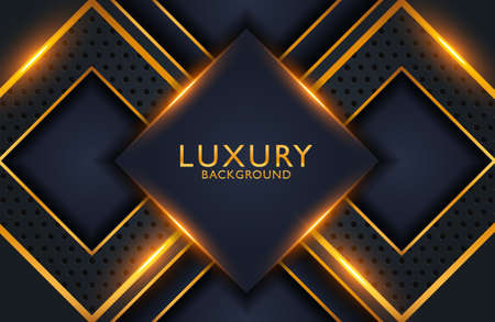 Luxury Abstract black and shiny gold geometric backgroundのイラスト素材
