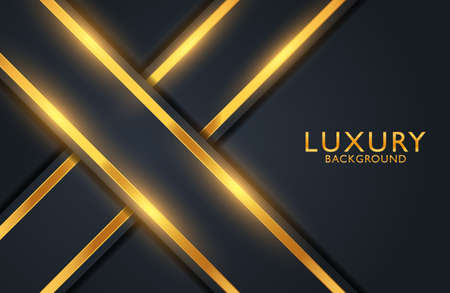 Luxury elegant Abstract black and shiny gold geometric backgroundのイラスト素材