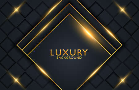Luxury elegant Abstract black and shiny gold geometric backgroundのイラスト素材