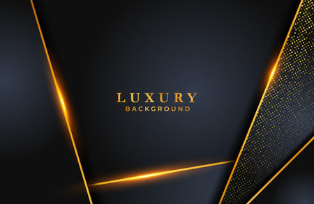 Abstract luxury elegant black background with gold particle elementsのイラスト素材