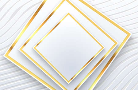 Luxury elegant white background with gold ornament futuristic conceptのイラスト素材