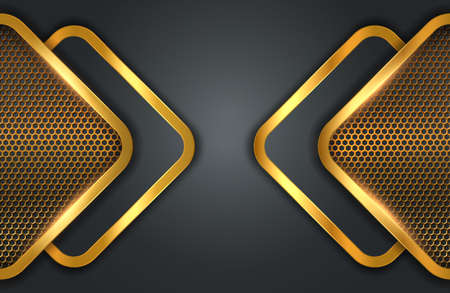 Black and Gold abstract Geometric backgroundのイラスト素材