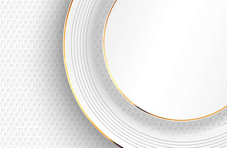 Luxury elegant white background with gold ornament futuristic conceptのイラスト素材