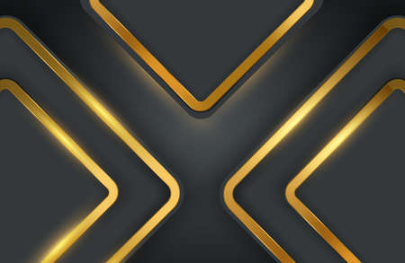 Modern abstract realistic black background with gold metal elementのイラスト素材