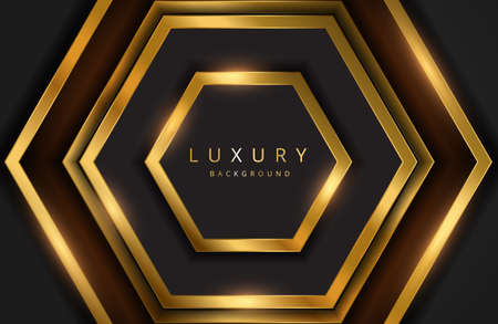 Modern abstract realistic black background with gold metal elementのイラスト素材