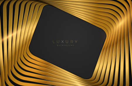 Modern abstract realistic black background with gold metal elementのイラスト素材