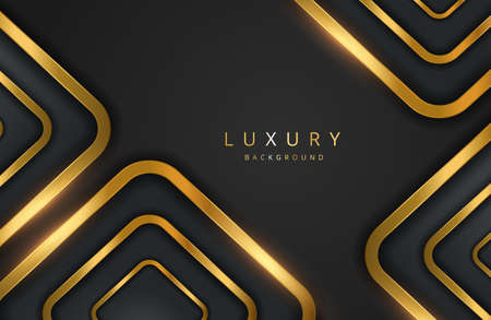 Modern abstract realistic black background with gold metal elementのイラスト素材