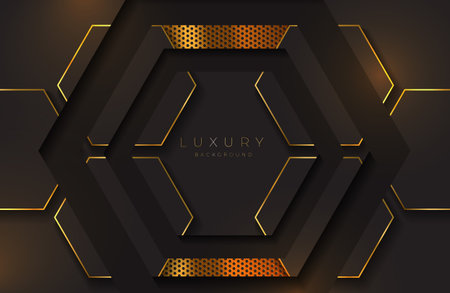 Modern abstract geometric black background with gold metal element