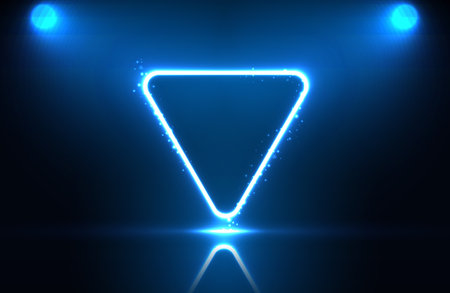 Circle neon light effect on dark background, futuristic techno conceptのイラスト素材