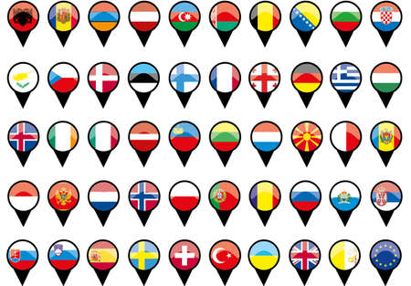 Flags of European countries like pins のイラスト素材