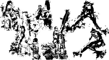 Climbing silhouettesのイラスト素材