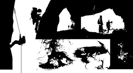 Speleology silhouettesのイラスト素材