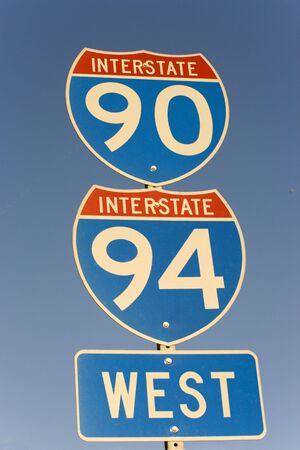 Sign of Interstate 90 and 94 in Chicagoの写真素材