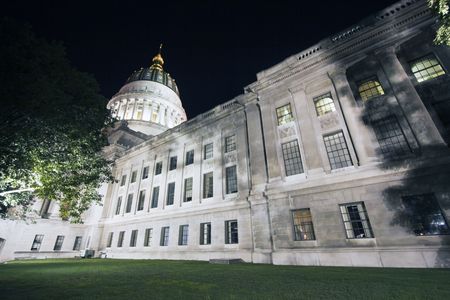 Charleston, West Virginia - State Capitol night time.の写真素材