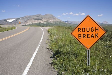 Rough Break sign in Montana.の写真素材