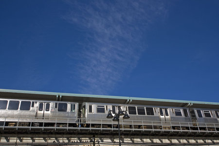 Train in downtown Chicago, Illinois.