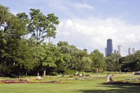 View from Lincoln Park - Chicago, IL.の写真素材