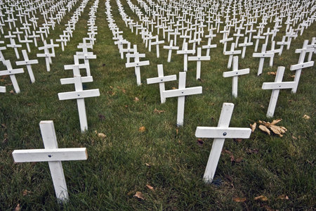 White crosses - anti abortion protestの写真素材