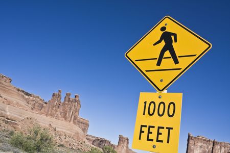 Drive slower! - backpackers! - Arches national parkの写真素材