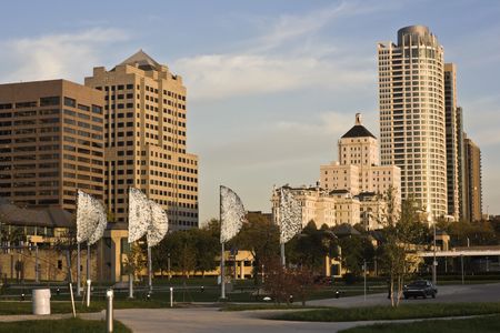 Autumn in downtown Milwaukee, Wisconsin.の写真素材