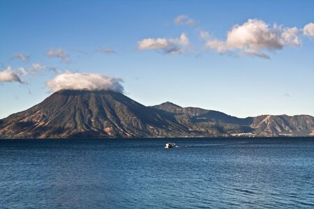 Boat on Lake Attilan, Guatemalaの写真素材