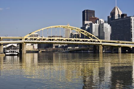 Downtown Pittsburgh accoss the river, Pennsylvania.の写真素材