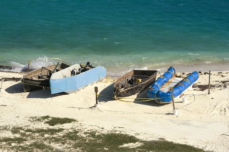 Boats of Cuban Immigrants - Dry Tortugas National Parkの写真素材