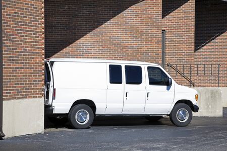 Loading white Van in the warehouse.の写真素材