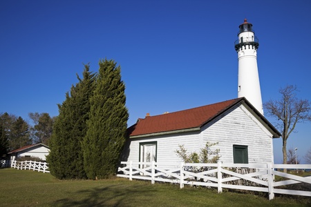 Wind Point Lighthouse - Racine, Wisconsin, USAの写真素材