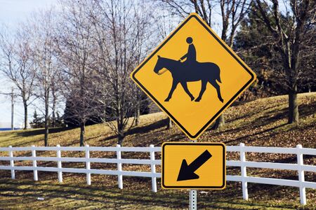 Horseback Riding sign in rural areaの写真素材