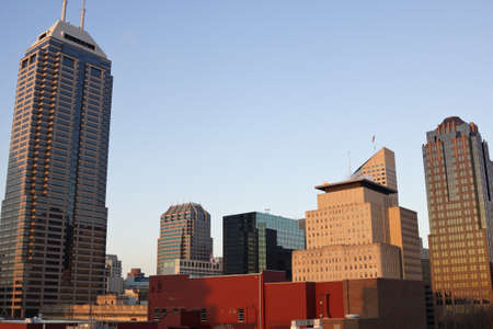Skyscrapers in downtown of Indianapolis, Indianaの写真素材