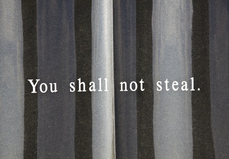 Seventh commandment inscripted in black marbleの写真素材