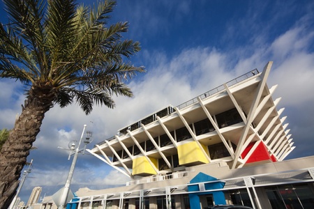 St. Petersburg; Florida, USA - December 12, 2008: Pier in St. Petersburg, Florida. Seen morning time with the palm tree on the leftのeditorial素材