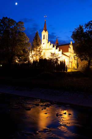 Church in Rymanow Zdroj, Poland. Evening time.の写真素材