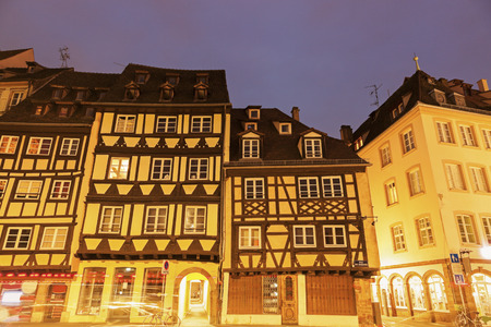 Architecture of Strassburg at sunrise. Strassburg, Alsace, Franceの写真素材