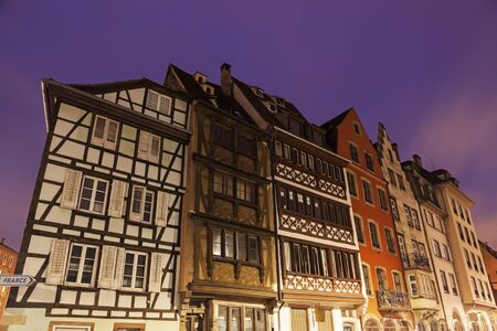 Architecture of Strassburg at sunrise. Strassburg, Alsace, Franceの写真素材