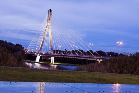 Swietokrzyski Bridge evening time - Warsaw, Poland, Europeの写真素材