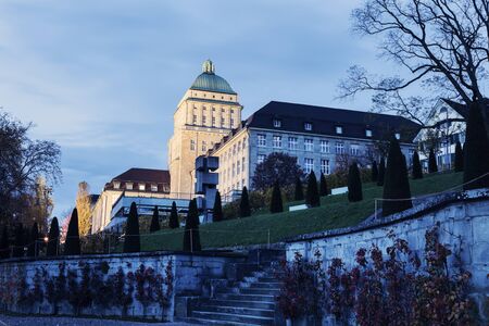 University of Zurich at dusk. Zurich, Switzerlandのeditorial素材