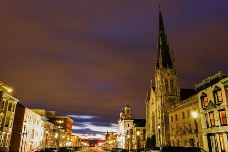 Downtown Harrisburg at sunset. Harrisburg, Pennsylvania, USAの写真素材