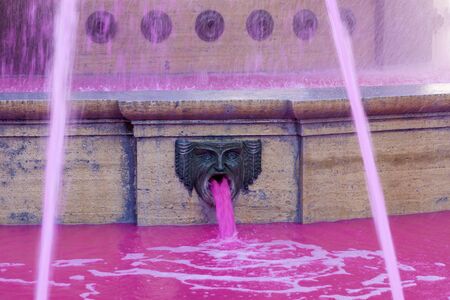 Pink Fountain on Piazza de Genoa. Genoa, Liguria, Italy,の写真素材
