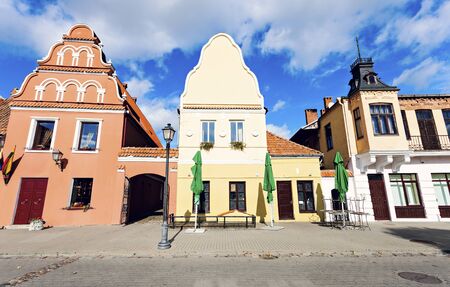 Sunny day on Kedainiai market square. Kedainiai, Lithuania.の写真素材