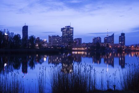 Skyline of Donau City - Vienna DC. Vienna, Austria.の写真素材